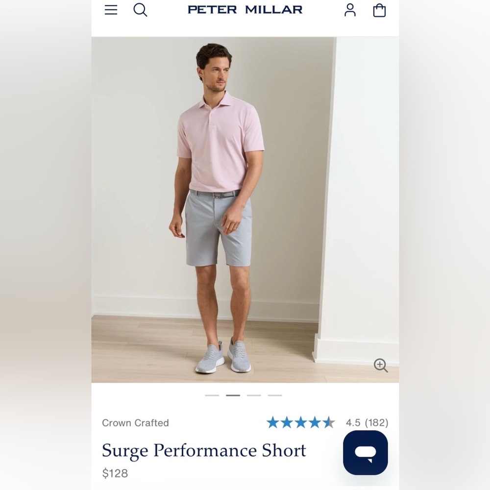 Peter Millar Light Gray Surge Performance Flat Front Shorts - Picture 2 of 8